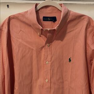 Ralph Lauren Men's Orange Striped Button Down Shirt